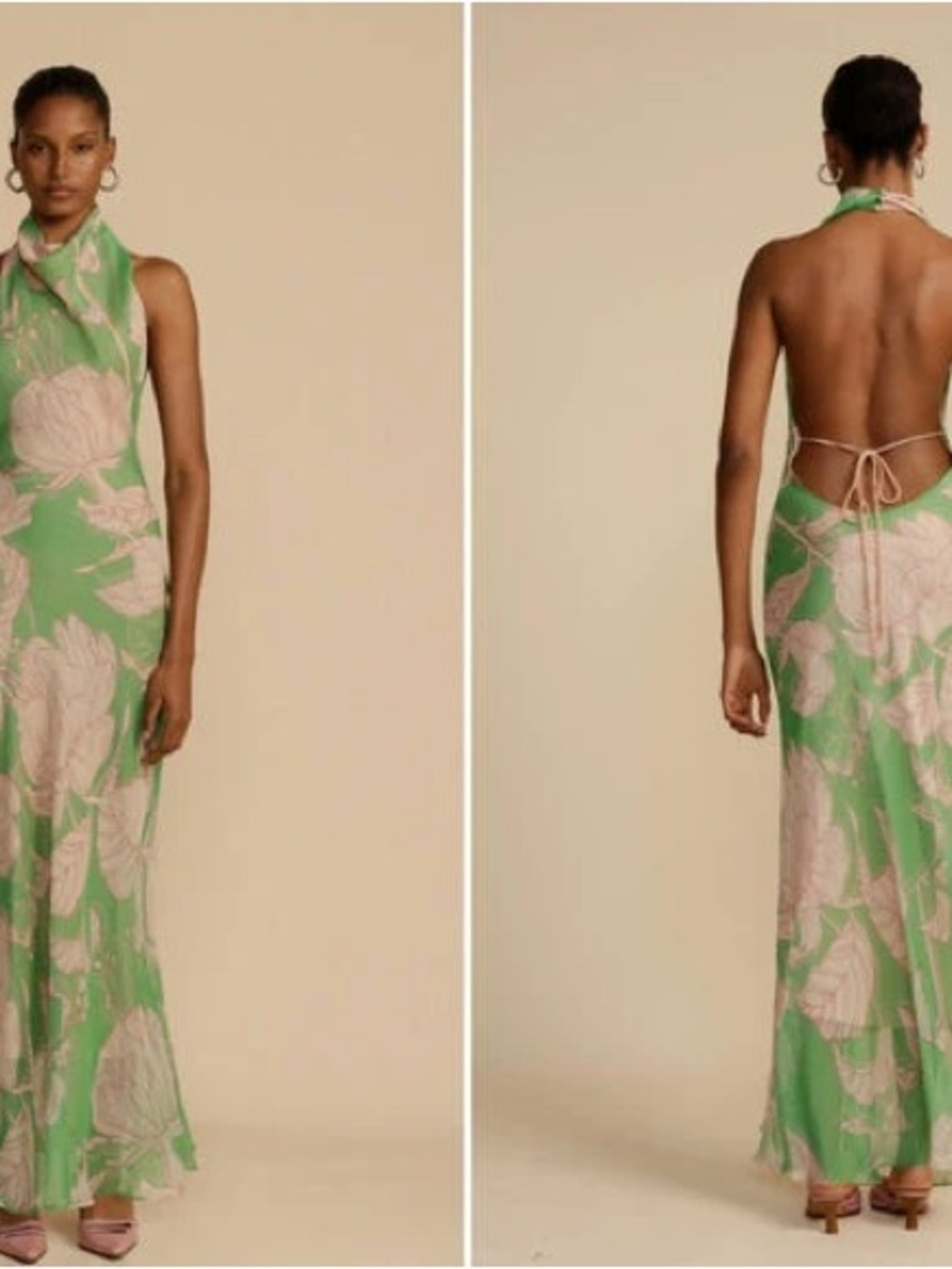 Arcina Ori Josephine Green and Pink Floral Maxi Dress XS